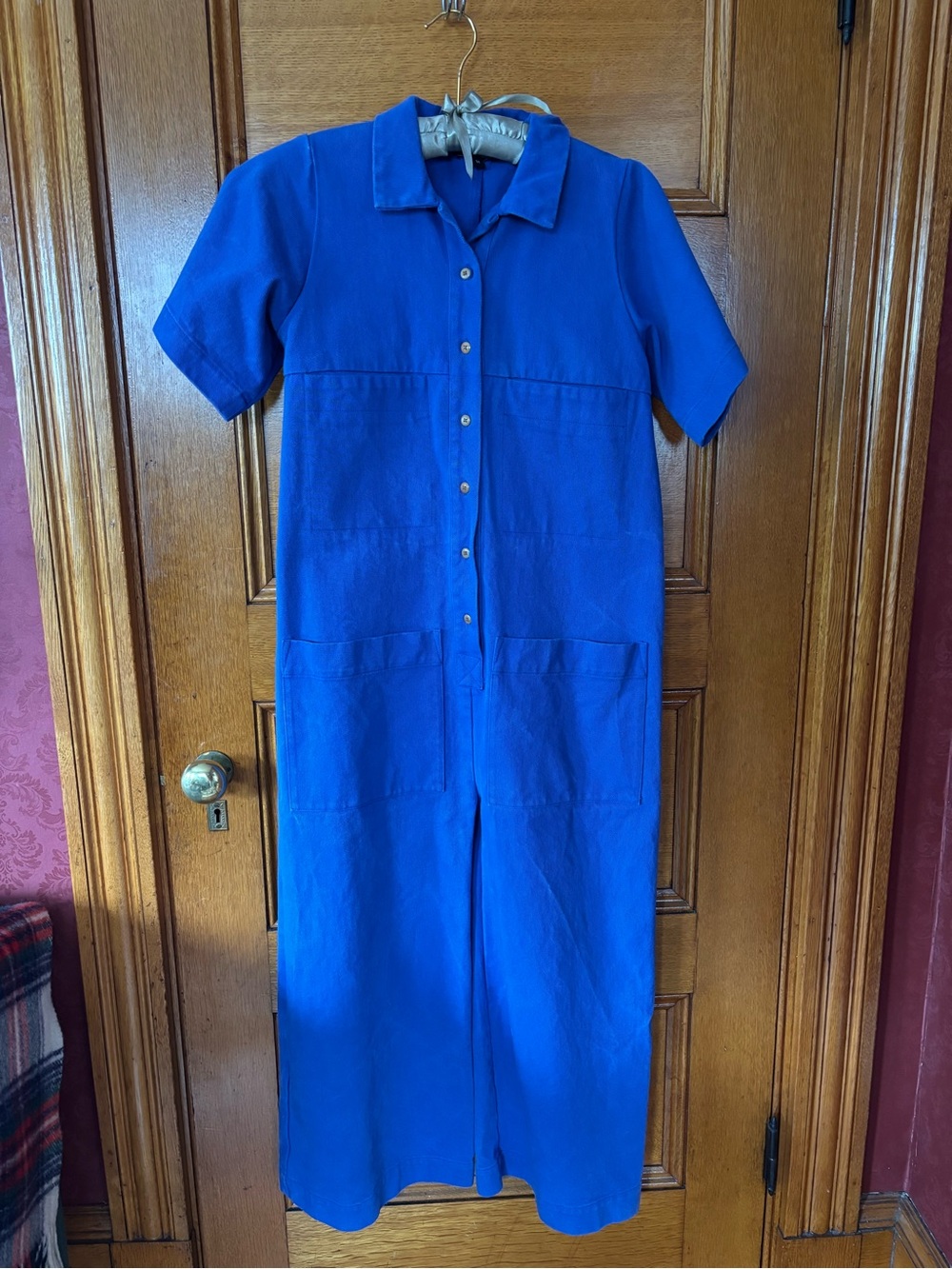 Ilana Kohn Cobalt Blue Short-Sleeve Button Coveralls 100% Cotton Twill